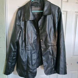 Cavalini Jacket Cardigan  Women's Black Faux Leather SZ L Great Conditions
